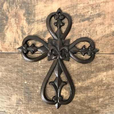 56402 - CAST IRON FLEUR DE LI WALL CROSS